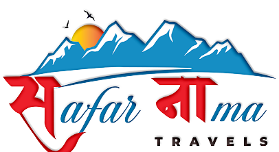 Logo of Safernama Travels. A colorful globe with a plane flying around it, representing travel and exploration.